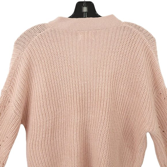 Poof Apparel Light Pink 3 Button Knit V Neck Cardigan Womens M Long Sleeve NEW - Picture 12 of 15